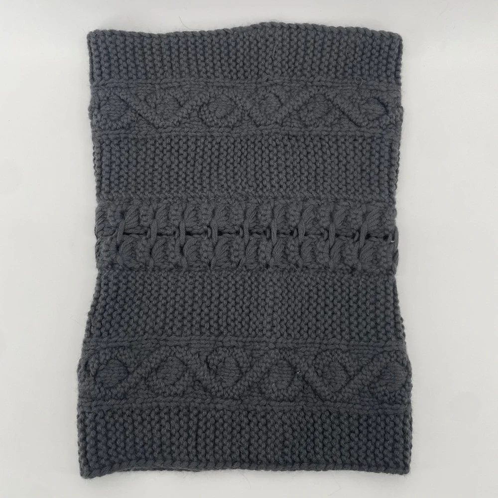 Glama Neck Warmer Unisex OS Charcoal Grey 100% Baby Llama‎ Knit Cowl Scarf NWT